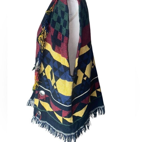E. Clair Designs Vintage Western Aztec Southwestern Print Blanket Vest OS - Picture 3 of 5